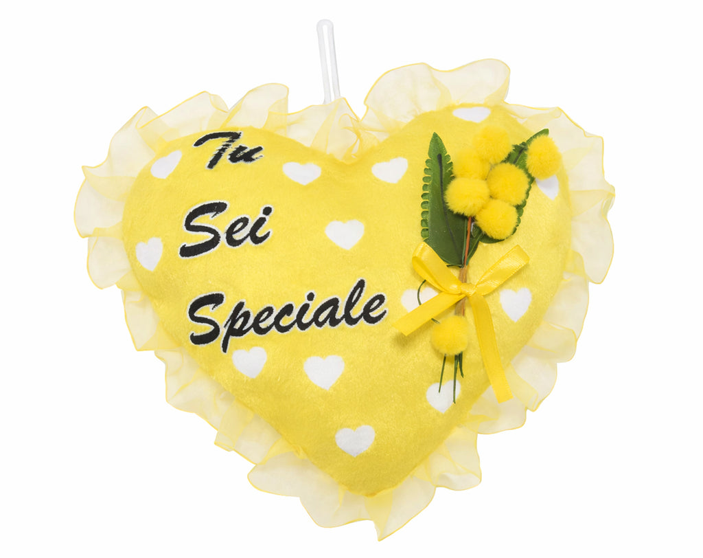 PELUCHE 25 CM CUORE CON MIMOSA