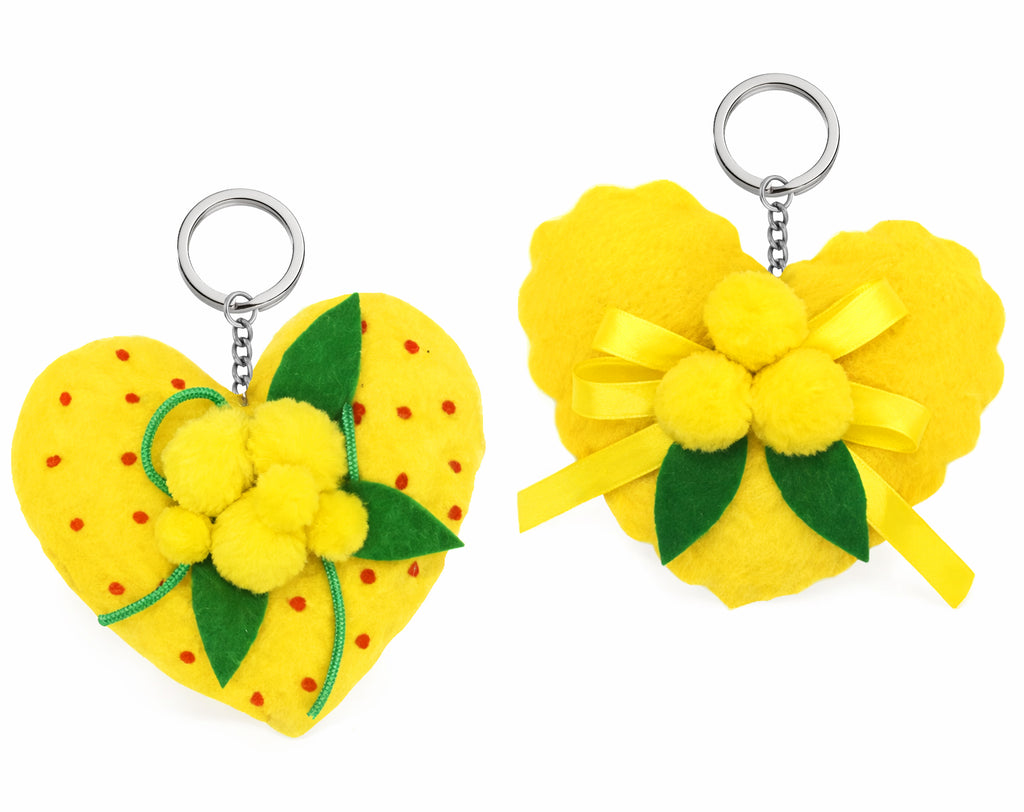 PELUCHE PORTACHIAVI CUORE IN TESSUTO CON MIMOSE 25CM