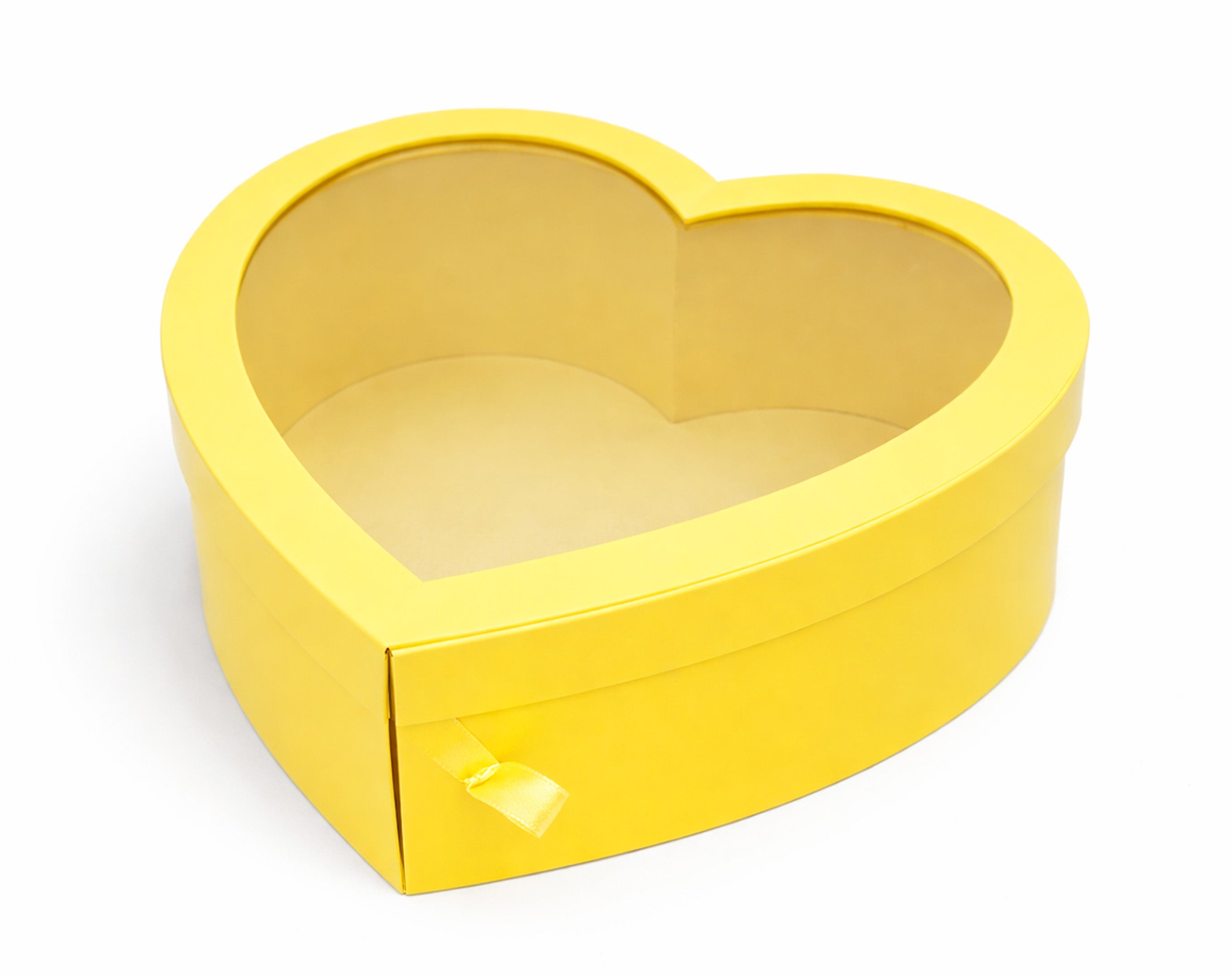 SCATOLA CUORE IN CARTA E PVC GIALLO 24X11CM