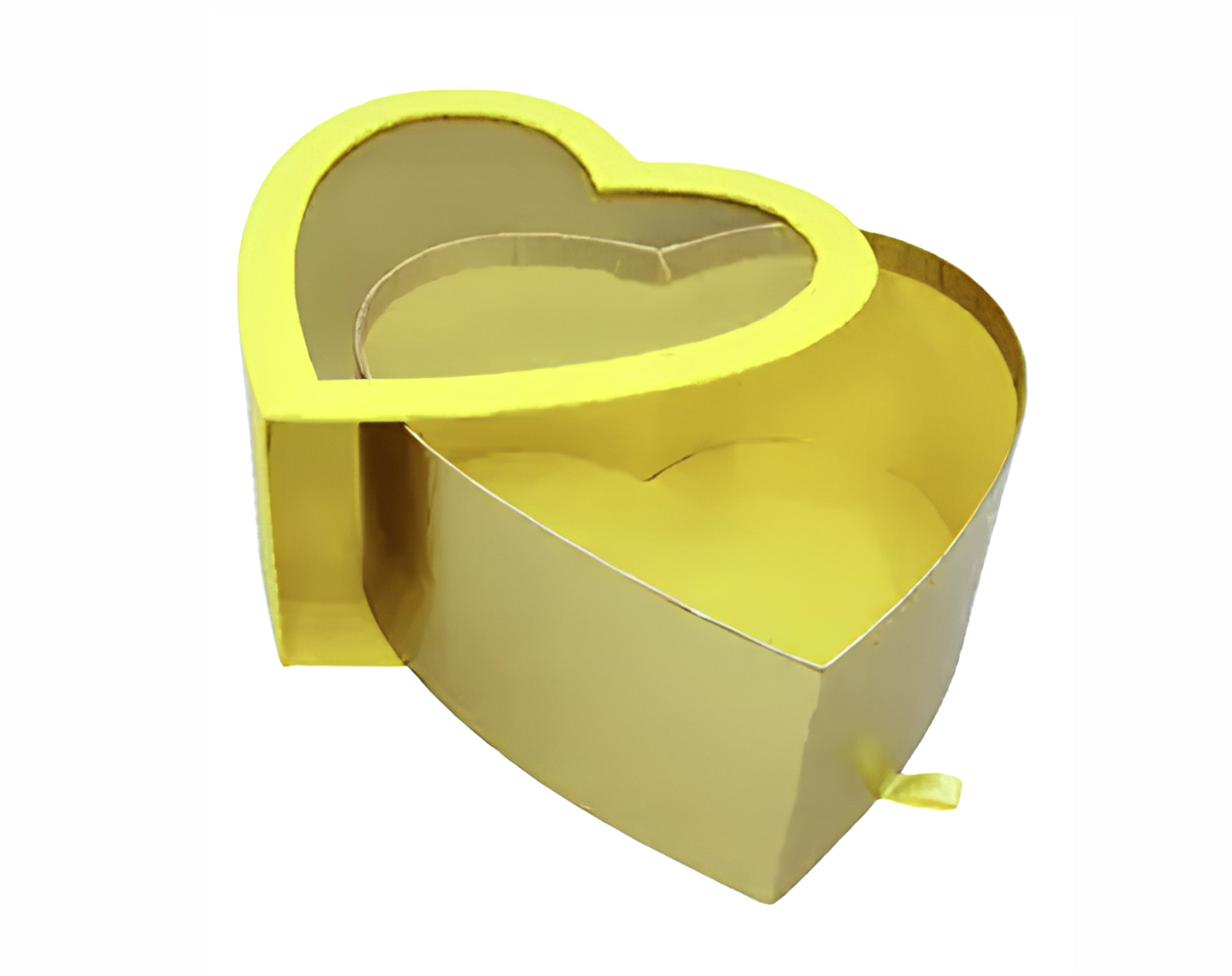 SCATOLA CUORE IN CARTA E PVC GIALLO 24X11CM