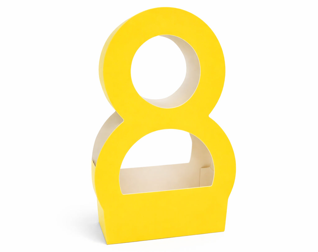 SCATOLA DI CARTA A FORMA DI 8 GIALLA 32 CM